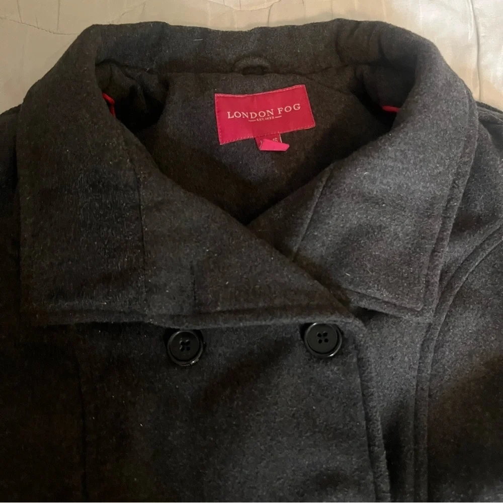 London Fog Girls Pea Coat Gray 14/16 Dress Button-up Double Breasted Warm